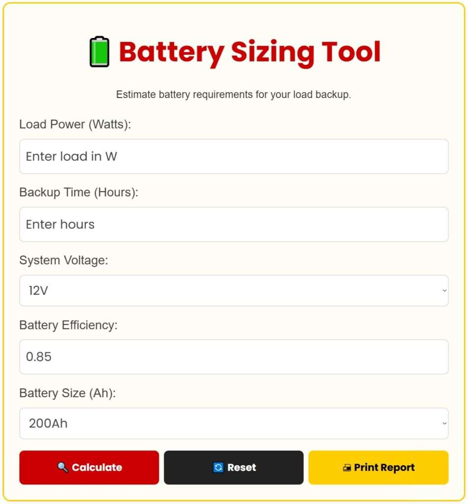 Master Battery Sizing: The Ultimate 5-Step Calculator Guide 2 Battery Sizing Tool for off-grid power calculations
