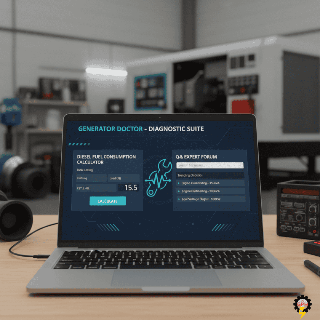 Generator Doctor diagnostic tools interface on a laptop.