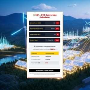 Electrical technician performing kW to kVA conversion check on generator